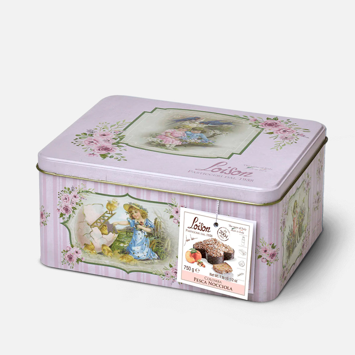 Loison Easter Dove - Peach and Hazelnuts Tin Box 750 gr